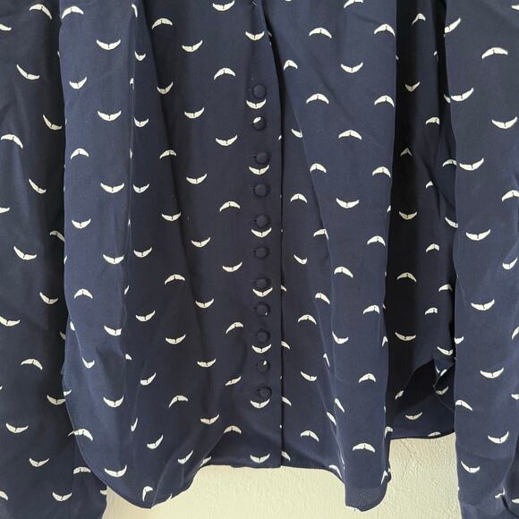Zadig & Voltaire Womens Silk V-Neck Wing Print Long-Sleeved Blouse Top Small - Picture 10 of 11
